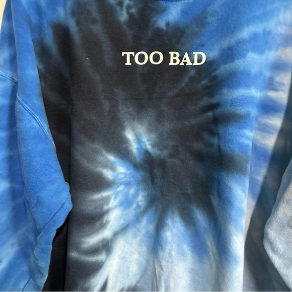 Colortone Mens Too Bad XL Tie Dye Sweatshirt Blue Boho Hippie Casual - Picture 5 of 13